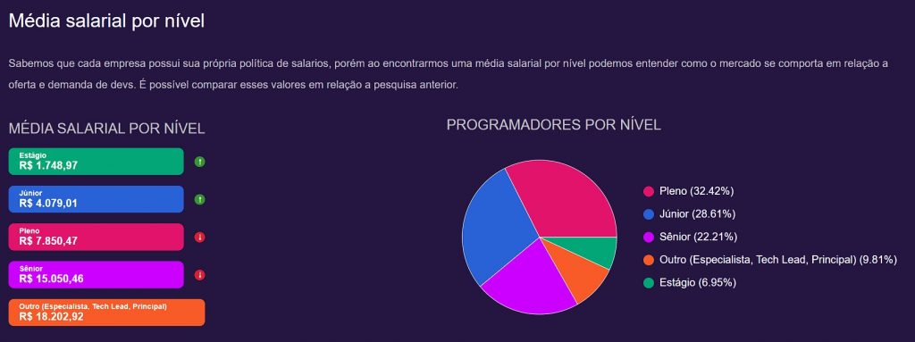 Imagem mostrando media salaria de Desenvolvedor de Software por nível